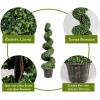 imageGOPLUS 4 Ft Artificial Boxwood Spiral Topiary Tree Fake Greenery Plants Leaves ampamp CementFilled Plastic Flower Pot Decorative Trees for Porch Home Office Indoor OutdoorGreen
