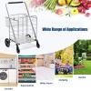 imageGoplus Folding Shopping Cart Jumbo Double Basket Utility Grocery Cart 330lbs Capacity with 360 Rolling Swivel Wheels Portable Heavy Duty Cart for Laundry Shopping GrocerySilver