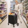 imageGoplus Folding Shopping Cart Jumbo Double Basket Utility Grocery Cart 330lbs Capacity with 360 Rolling Swivel Wheels Portable Heavy Duty Cart for Laundry Shopping GroceryBlackupgraded