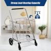 imageGoplus Folding Shopping Cart Jumbo Double Basket Utility Grocery Cart 330lbs Capacity with 360 Rolling Swivel Wheels Portable Heavy Duty Cart for Laundry Shopping GrocerySilver