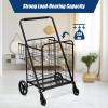 imageGoplus Folding Shopping Cart Jumbo Double Basket Utility Grocery Cart 330lbs Capacity with 360 Rolling Swivel Wheels Portable Heavy Duty Cart for Laundry Shopping GroceryBlack
