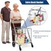 imageGoplus Folding Shopping Cart Jumbo Double Basket Utility Grocery Cart 330lbs Capacity with 360 Rolling Swivel Wheels Portable Heavy Duty Cart for Laundry Shopping GrocerySilver