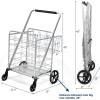 imageGoplus Folding Shopping Cart Jumbo Double Basket Utility Grocery Cart 330lbs Capacity with 360 Rolling Swivel Wheels Portable Heavy Duty Cart for Laundry Shopping GrocerySilver