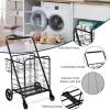 imageGoplus Folding Shopping Cart Jumbo Double Basket Utility Grocery Cart 330lbs Capacity with 360 Rolling Swivel Wheels Portable Heavy Duty Cart for Laundry Shopping GroceryBlack