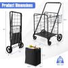 imageGoplus Folding Shopping Cart Jumbo Double Basket Utility Grocery Cart 330lbs Capacity with 360 Rolling Swivel Wheels Portable Heavy Duty Cart for Laundry Shopping GroceryBlackupgraded