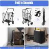 imageGoplus Folding Shopping Cart Jumbo Double Basket Utility Grocery Cart 330lbs Capacity with 360 Rolling Swivel Wheels Portable Heavy Duty Cart for Laundry Shopping GroceryBlackupgraded
