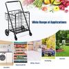 imageGoplus Folding Shopping Cart Jumbo Double Basket Utility Grocery Cart 330lbs Capacity with 360 Rolling Swivel Wheels Portable Heavy Duty Cart for Laundry Shopping GroceryBlack