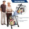 imageGoplus Folding Shopping Cart Jumbo Double Basket Utility Grocery Cart 330lbs Capacity with 360 Rolling Swivel Wheels Portable Heavy Duty Cart for Laundry Shopping GroceryBlack