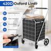 imageGoplus Folding Shopping Cart Jumbo Double Basket Utility Grocery Cart 330lbs Capacity with 360 Rolling Swivel Wheels Portable Heavy Duty Cart for Laundry Shopping GrocerySliverupgraded