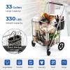 imageGoplus Folding Shopping Cart Jumbo Double Basket Utility Grocery Cart 330lbs Capacity with 360 Rolling Swivel Wheels Portable Heavy Duty Cart for Laundry Shopping GrocerySliverupgraded