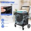 imageGoplus Folding Shopping Cart Jumbo Double Basket Utility Grocery Cart 330lbs Capacity with 360 Rolling Swivel Wheels Portable Heavy Duty Cart for Laundry Shopping GroceryBlackupgraded