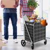 imageGoplus Folding Shopping Cart Jumbo Double Basket Utility Grocery Cart 330lbs Capacity with 360 Rolling Swivel Wheels Portable Heavy Duty Cart for Laundry Shopping GrocerySliverupgraded