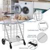 imageGoplus Folding Shopping Cart Jumbo Double Basket Utility Grocery Cart 330lbs Capacity with 360 Rolling Swivel Wheels Portable Heavy Duty Cart for Laundry Shopping GrocerySilver