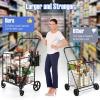 imageGoplus Folding Shopping Cart Jumbo Double Basket Utility Grocery Cart 330lbs Capacity with 360 Rolling Swivel Wheels Portable Heavy Duty Cart for Laundry Shopping GroceryBlackupgraded