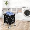 imageGoplus Folding Shopping Cart with Wheels Grocery Cart with Removable Oxford Cloth Liner Lightweight Utility Cart for Groceries Laundry BlackBlack