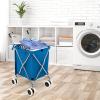 imageGoplus Folding Shopping Cart with Wheels Grocery Cart with Removable Oxford Cloth Liner Lightweight Utility Cart for Groceries Laundry BlackBlue