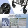 imageGoplus Folding Shopping Utility Cart Double Basket and 360 Swivel Wheels Adjustable Handle Small Cart Perfect for Grocery Laundry Book Luggage TravelBlack