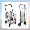 imageGoplus Folding Shopping Utility Cart Double Basket and 360 Swivel Wheels Adjustable Handle Small Cart Perfect for Grocery Laundry Book Luggage TravelBlack