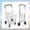 imageGoplus Folding Shopping Utility Cart Double Basket and 360 Swivel Wheels Adjustable Handle Small Cart Perfect for Grocery Laundry Book Luggage TravelSilver
