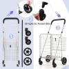 imageGoplus Folding Shopping Utility Cart Double Basket and 360 Swivel Wheels Adjustable Handle Small Cart Perfect for Grocery Laundry Book Luggage TravelSilver