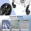 imageGoplus Folding Shopping Utility Cart Double Basket and 360 Swivel Wheels Adjustable Handle Small Cart Perfect for Grocery Laundry Book Luggage TravelSilver