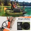 imageGoplus Inflatable Float Tube Fishing Belly Boat with Fish Ruler Pump Storage Bag Adjustable Straps Fishing Float Tube for Angling 350LBS Load CapacityUpgrade Green  WFish Finder Holder  Rod Rack Basket