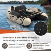 imageGoplus Inflatable Float Tube Fishing Belly Boat with Fish Ruler Pump Storage Bag Adjustable Straps Fishing Float Tube for Angling 350LBS Load CapacityBeige  WRod Holder