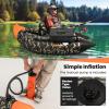 imageGoplus Inflatable Float Tube Fishing Belly Boat with Fish Ruler Pump Storage Bag Adjustable Straps Fishing Float Tube for Angling 350LBS Load CapacityUpgrade Camouflage  WFish Finder Holder  Rod Rack Basket