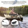 imageGoplus Inflatable Float Tube Fishing Belly Boat with Fish Ruler Pump Storage Bag Adjustable Straps Fishing Float Tube for Angling 350LBS Load CapacityBeige  WRod Holder