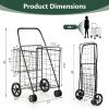 imageGoplus Jumbo Folding Shopping Cart with Rolling Swivel Wheels Foldable Grocery Cart on Wheels with Double Basket Heavy Duty Utility Cart Shopping Carts for Groceries Laundry Book Luggage TravelBlack