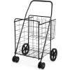 imageGoplus Jumbo Folding Shopping Cart with Rolling Swivel Wheels Foldable Grocery Cart on Wheels with Double Basket Heavy Duty Utility Cart Shopping Carts for Groceries Laundry Book Luggage TravelBlack