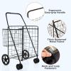 imageGoplus Jumbo Folding Shopping Cart with Rolling Swivel Wheels Foldable Grocery Cart on Wheels with Double Basket Heavy Duty Utility Cart Shopping Carts for Groceries Laundry Book Luggage TravelBlackupgraded