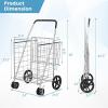 imageGoplus Jumbo Folding Shopping Cart with Rolling Swivel Wheels Foldable Grocery Cart on Wheels with Double Basket Heavy Duty Utility Cart Shopping Carts for Groceries Laundry Book Luggage TravelSilver