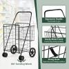 imageGoplus Jumbo Folding Shopping Cart with Rolling Swivel Wheels Foldable Grocery Cart on Wheels with Double Basket Heavy Duty Utility Cart Shopping Carts for Groceries Laundry Book Luggage TravelBlack