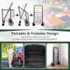 imageGoplus Jumbo Folding Shopping Cart with Rolling Swivel Wheels Foldable Grocery Cart on Wheels with Double Basket Heavy Duty Utility Cart Shopping Carts for Groceries Laundry Book Luggage TravelBlack