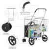 imageGoplus Jumbo Folding Shopping Cart with Rolling Swivel Wheels Foldable Grocery Cart on Wheels with Double Basket Heavy Duty Utility Cart Shopping Carts for Groceries Laundry Book Luggage TravelSilver