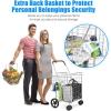 imageGoplus Jumbo Folding Shopping Cart with Rolling Swivel Wheels Foldable Grocery Cart on Wheels with Double Basket Heavy Duty Utility Cart Shopping Carts for Groceries Laundry Book Luggage TravelSilver