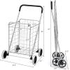 imageGoplus Shopping Carts for Groceries Heavy Duty Folding Shopping Cart with Wheels Portable Collapsible Grocery Cart Light Weight Foldable Utility Cart for LaundrySilver