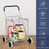 imageGoplus Shopping Carts for Groceries Heavy Duty Folding Shopping Cart with Wheels Portable Collapsible Grocery Cart Light Weight Foldable Utility Cart for LaundrySilver