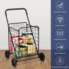 imageGoplus Shopping Carts for Groceries Heavy Duty Folding Shopping Cart with Wheels Portable Collapsible Grocery Cart Light Weight Foldable Utility Cart for LaundryBlack
