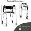 imageGoplus Walkers for Seniors 4in1 Folding Walker with 5 Wheels Detachable Seat Height Adjustable Stand Up Walker Medical Walking Mobility Aid 350lbs Rolling Walker for Adult Bariatric Handicap