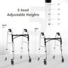 imageGoplus Walkers for Seniors 4in1 Folding Walker with 5 Wheels Detachable Seat Height Adjustable Stand Up Walker Medical Walking Mobility Aid 350lbs Rolling Walker for Adult Bariatric Handicap