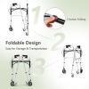 imageGoplus Walkers for Seniors 4in1 Folding Walker with 5 Wheels Detachable Seat Height Adjustable Stand Up Walker Medical Walking Mobility Aid 350lbs Rolling Walker for Adult Bariatric Handicap