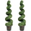 imageGOPLUS 4 Ft Artificial Boxwood Spiral Topiary Tree Fake Greenery Plants Leaves ampamp CementFilled Plastic Flower Pot Decorative Trees for Porch Home Office Indoor OutdoorGreen