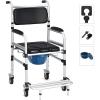 imageGoplus 4 in 1 Shower Commode Wheelchair 330lbs Bedside Commode Chair for Toilet with Arms Portable Rolling Shower Chair with Wheels for Elderly Disabled Handicap Adults Bariatric