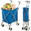 imageGoplus Folding Shopping Cart with Wheels Grocery Cart with Removable Oxford Cloth Liner Lightweight Utility Cart for Groceries Laundry BlackBlue