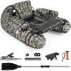 imageGoplus Inflatable Float Tube Fishing Belly Boat with Fish Ruler Pump Storage Bag Adjustable Straps Fishing Float Tube for Angling 350LBS Load CapacityLarge Camouflage  WRod Holder