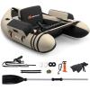 imageGoplus Inflatable Float Tube Fishing Belly Boat with Fish Ruler Pump Storage Bag Adjustable Straps Fishing Float Tube for Angling 350LBS Load CapacityBeige  WRod Holder