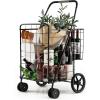 imageGoplus Jumbo Folding Shopping Cart with Rolling Swivel Wheels Foldable Grocery Cart on Wheels with Double Basket Heavy Duty Utility Cart Shopping Carts for Groceries Laundry Book Luggage TravelBlack