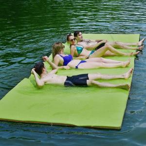 imageGoplus 12 x 6 Floating Water Pad 3Layer TearResistant XPE Foam Mat with Mooring Device and HookLoop Straps RollUp Floating Island for 46 Person on Pool Lake RiverGreen